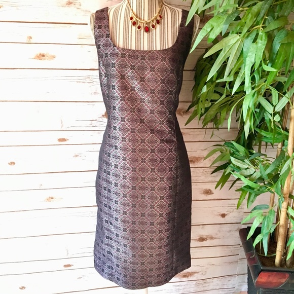 Victor Costa Metallic Sheath Dress Size 14 - Picture 4 of 9